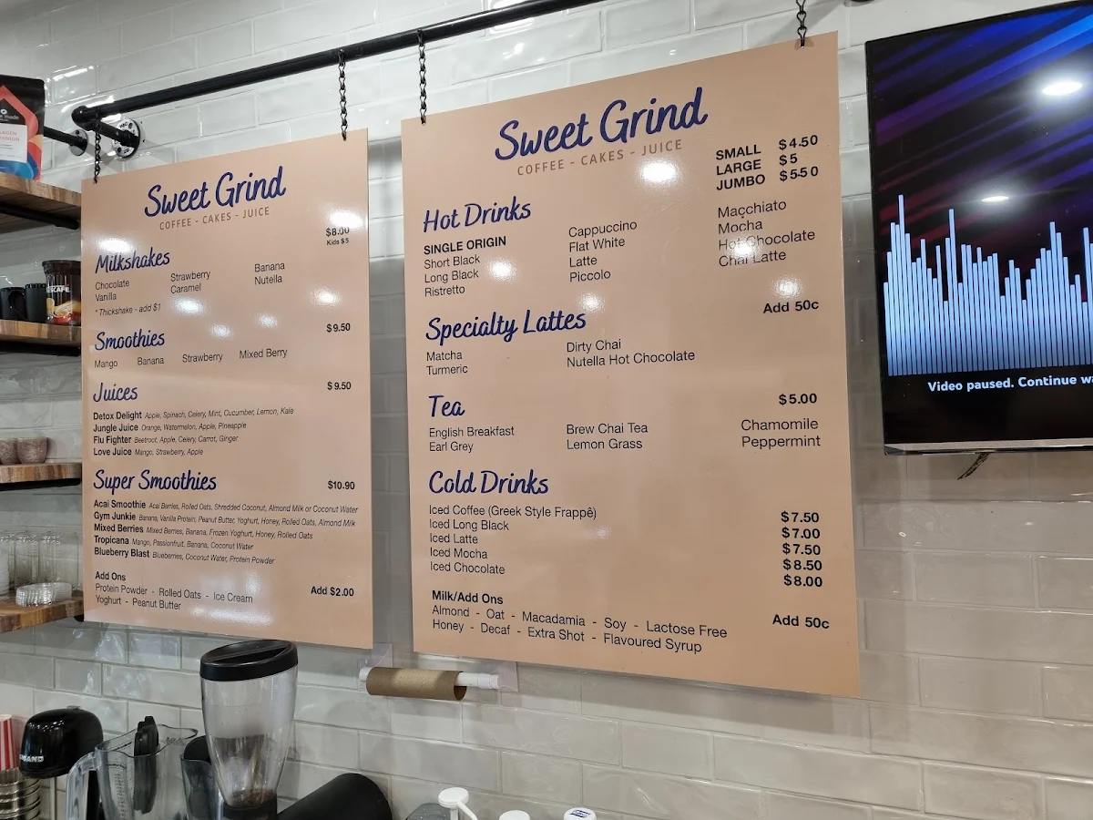 Menu, Sweet Grind