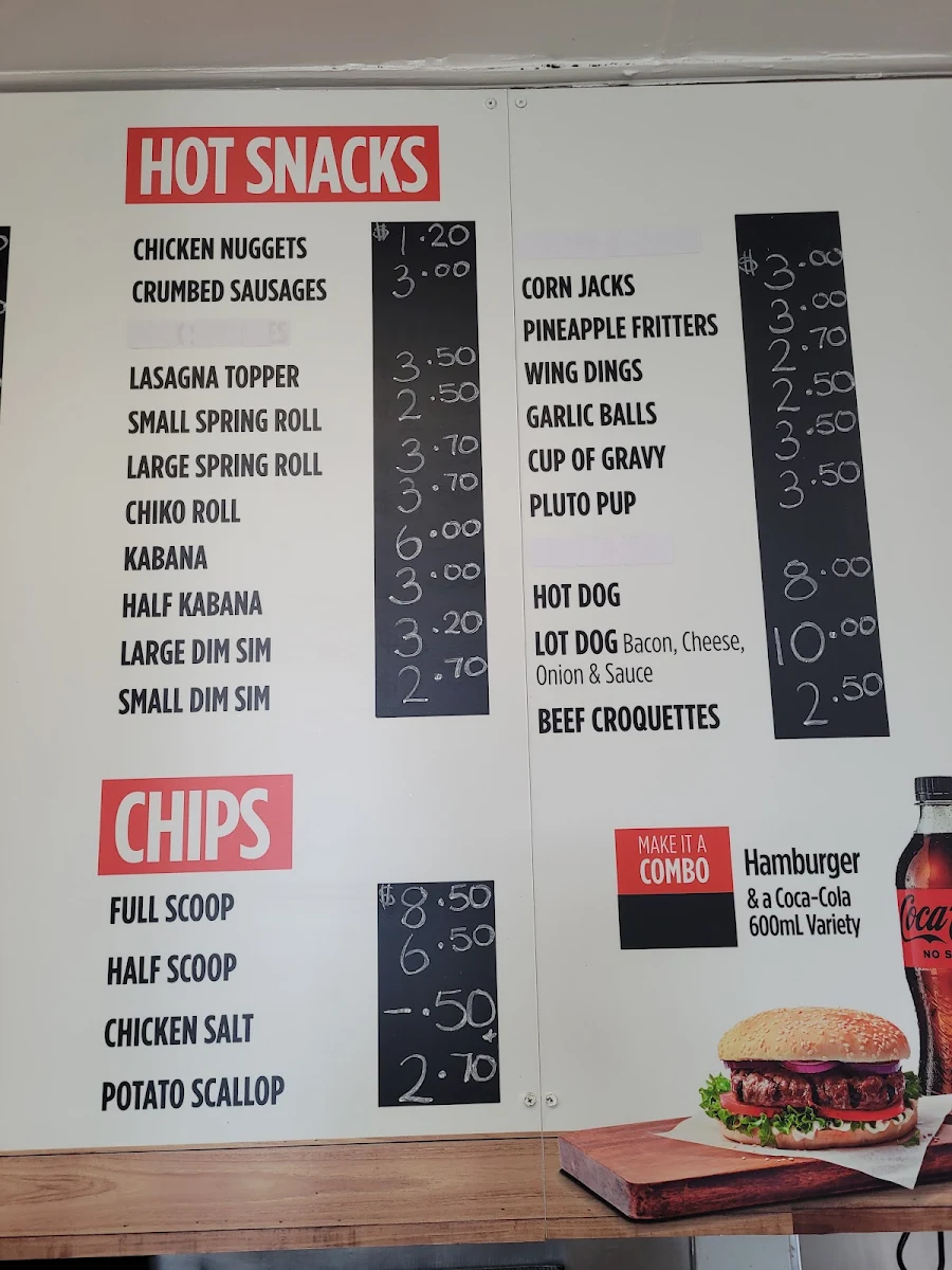 Menu, Take-A-Break Burger Bar