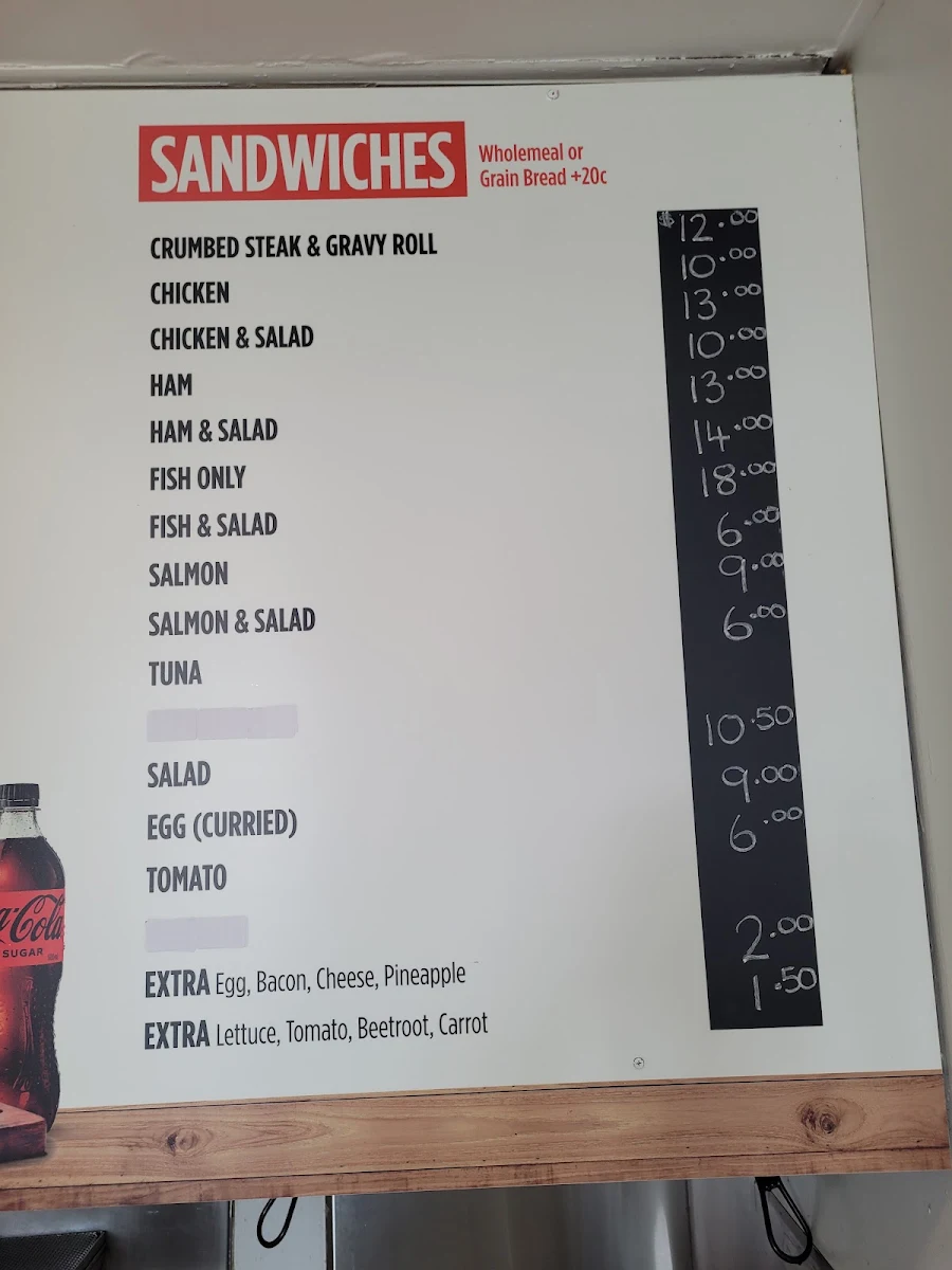 Menu, Take-A-Break Burger Bar