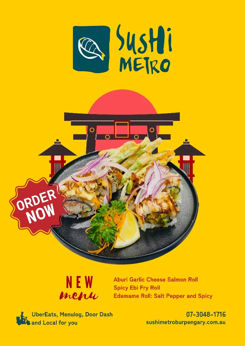 Menu, Sushi Metro