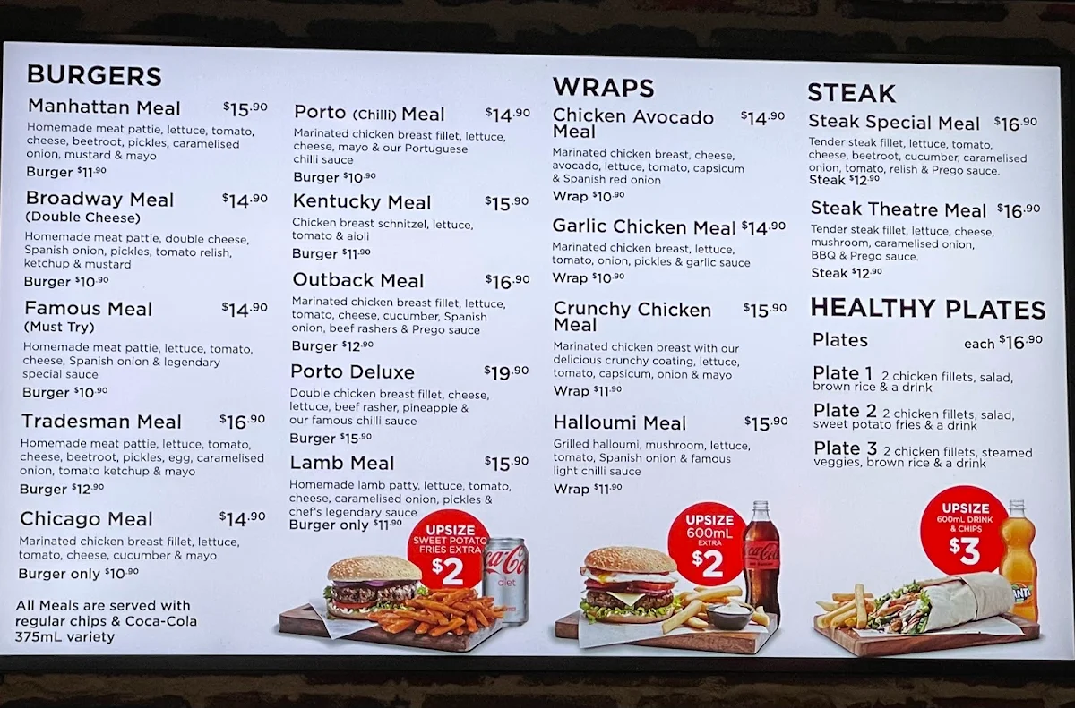 Menu, Burgers On Broadway Ermington