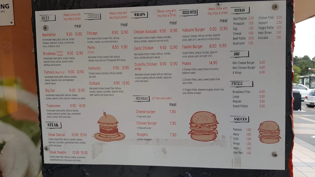 Menu, Burgers On Broadway Ermington