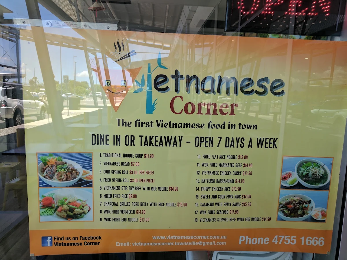 Menu, Vietnamese Corner Kirwan
