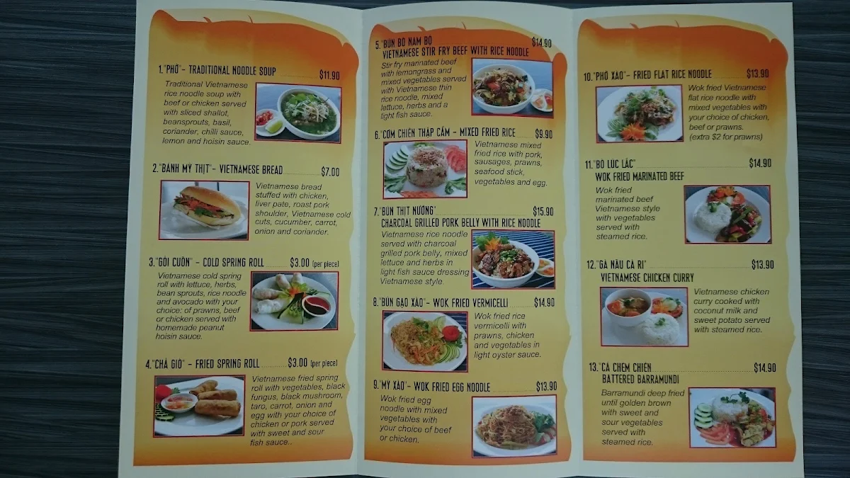 Menu, Vietnamese Corner Kirwan