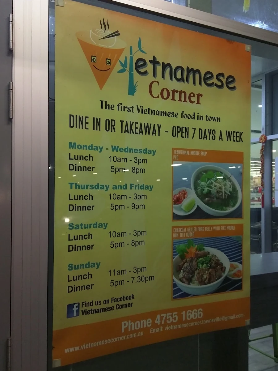 Menu, Vietnamese Corner Kirwan