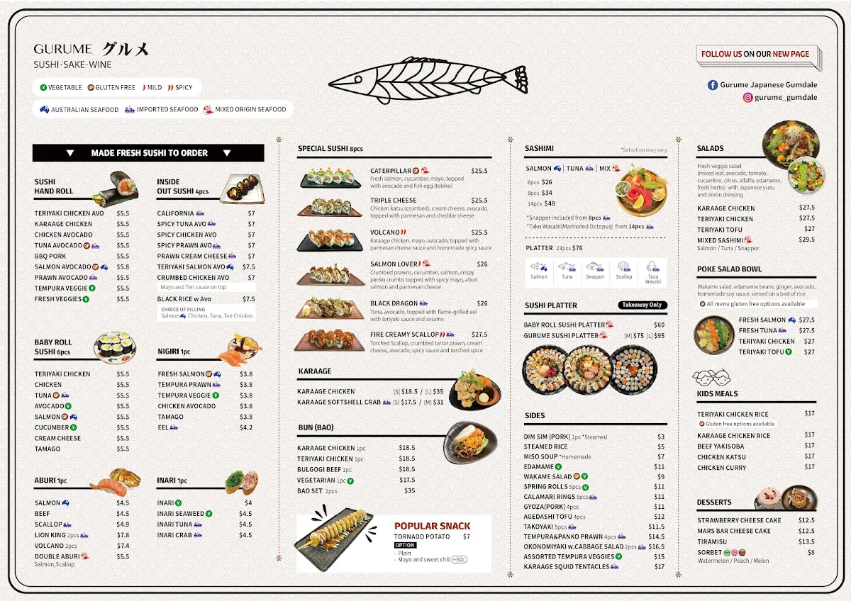 Menu, Gurume
