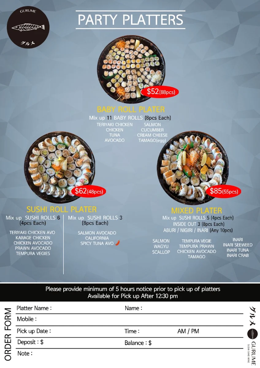 Menu, Gurume