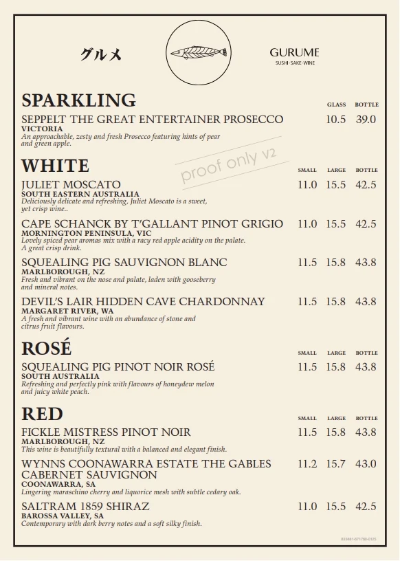 Menu, Gurume