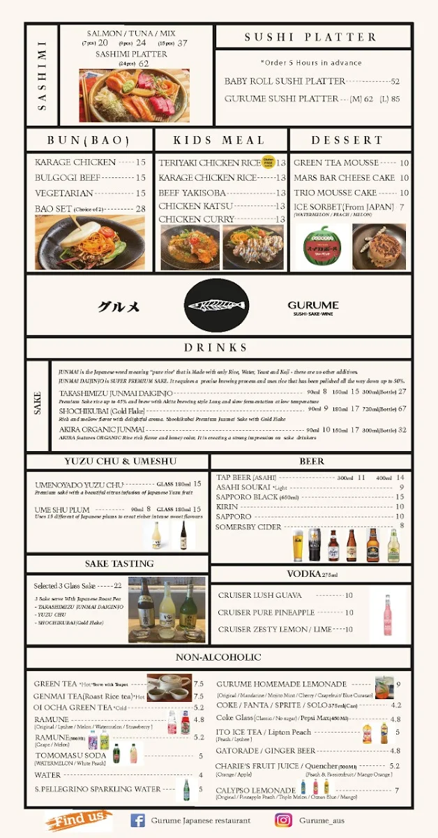 Menu, Gurume