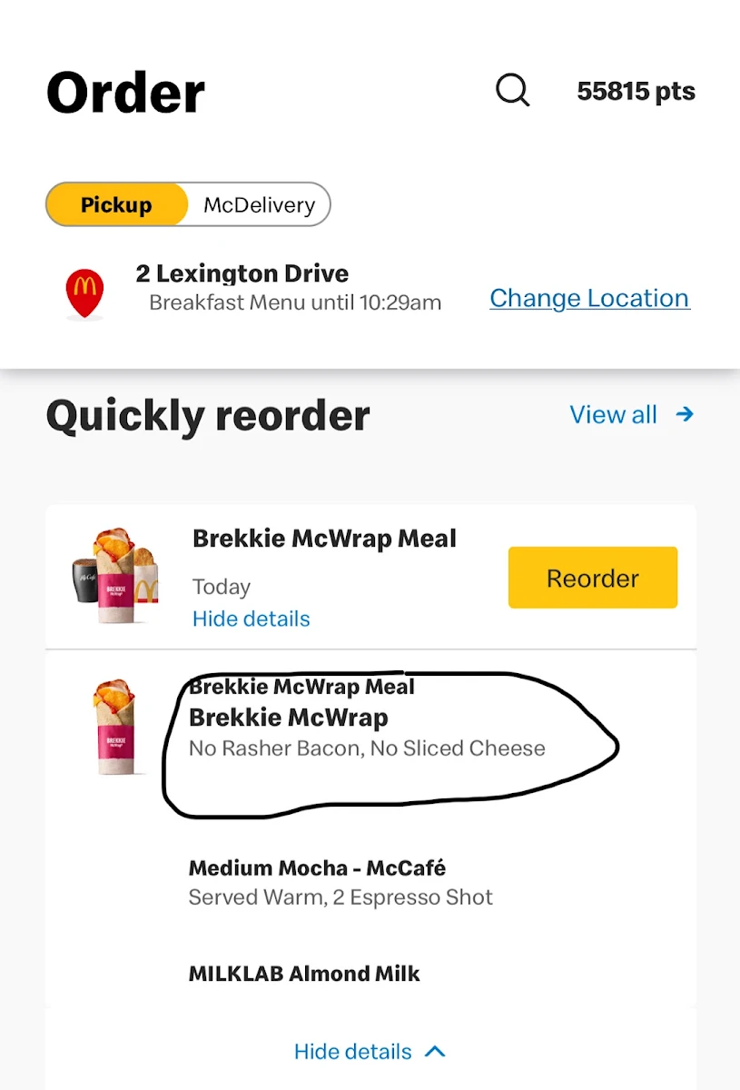 Menu, Mcdonald's Norwest II