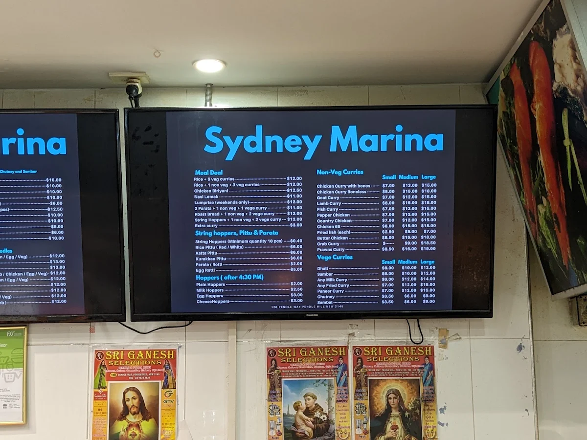 Menu, Sydney Marina Dine In & Take Away