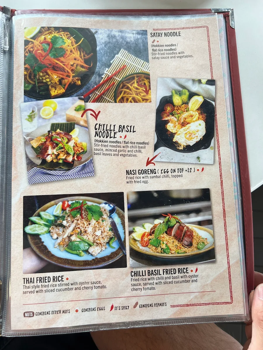 Menu, Bangkok Snap Churchill Centre
