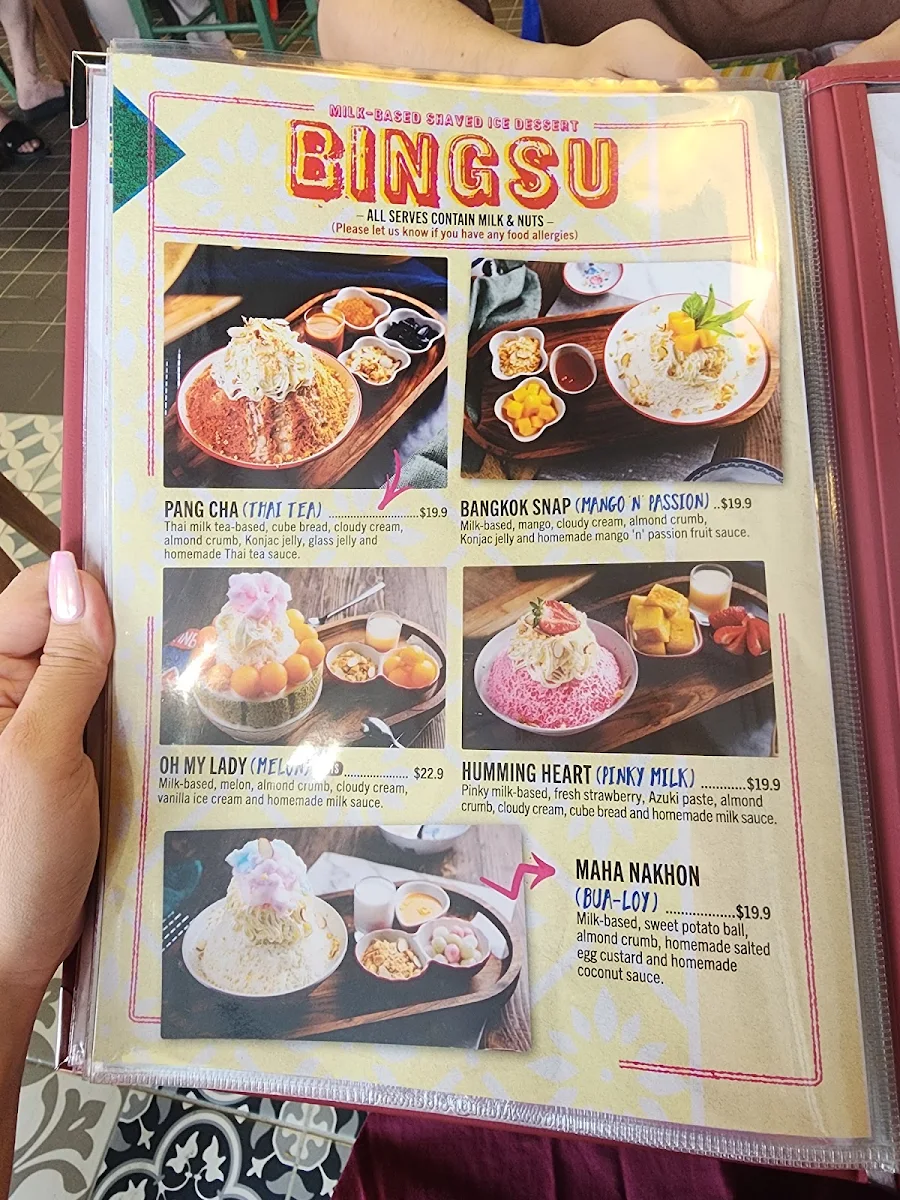 Menu, Bangkok Snap Churchill Centre