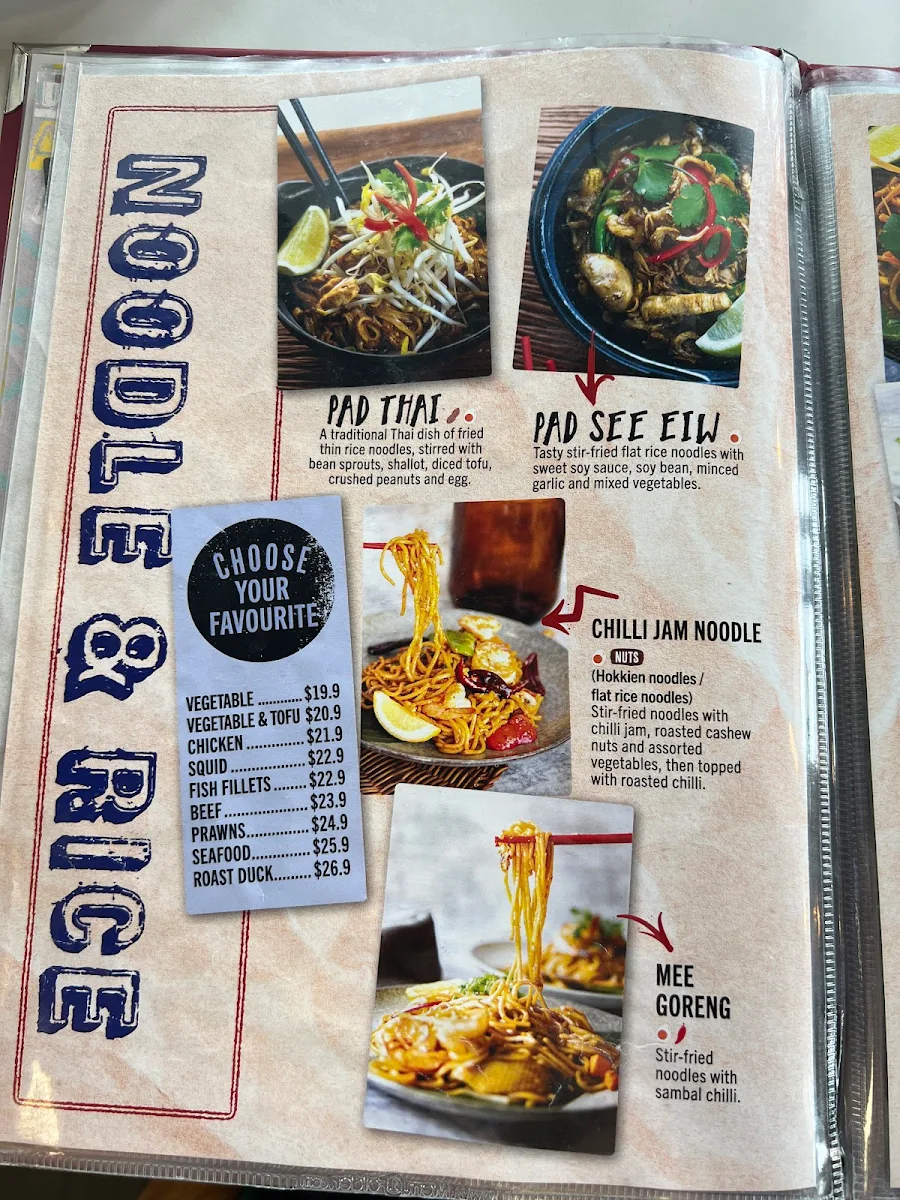 Menu, Bangkok Snap Churchill Centre