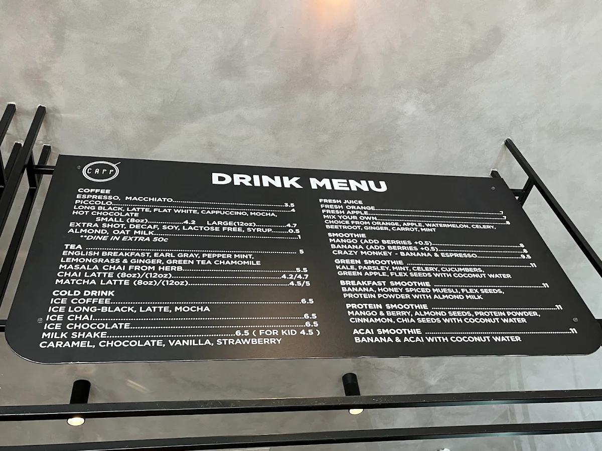Menu, Capp Espresso - Macquarie st