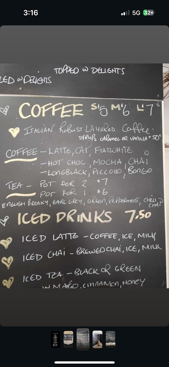 Menu, H’s Delights