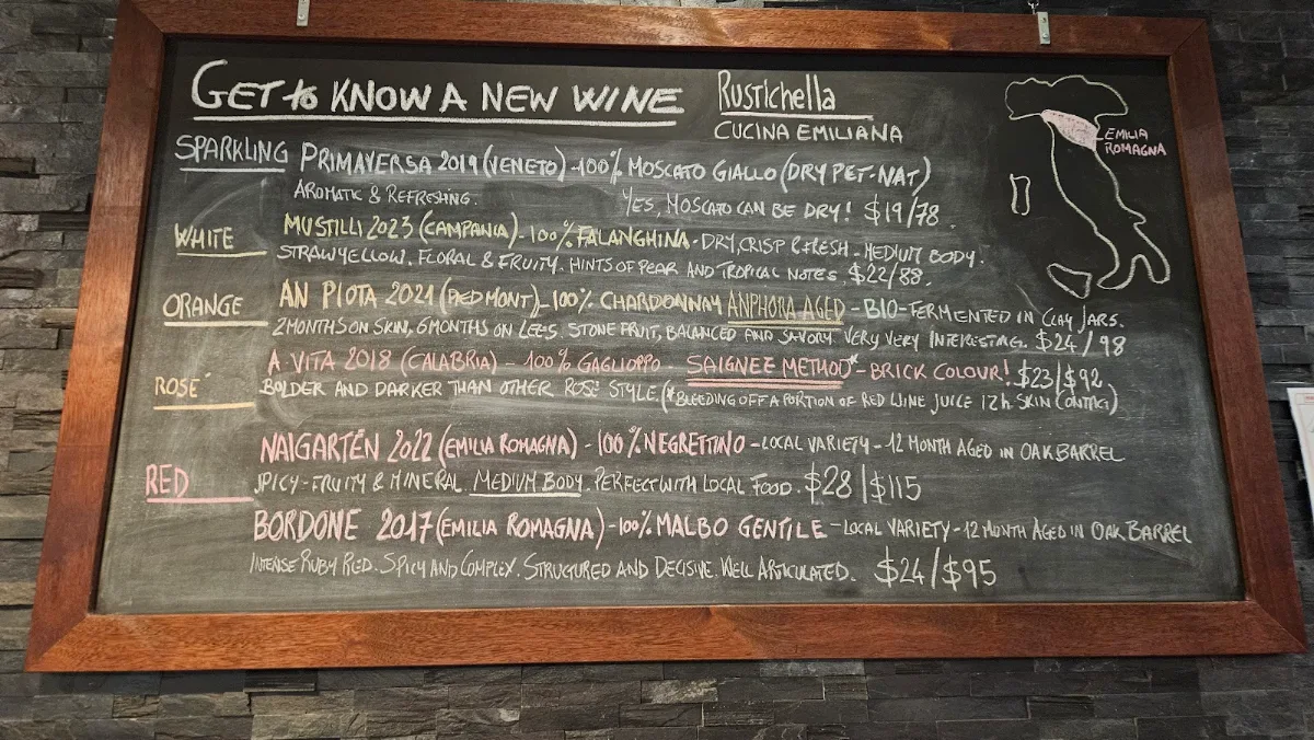 Menu, RUSTICHELLA Pasta Bar
