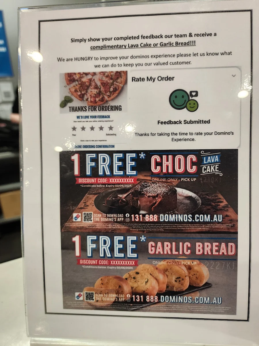 Menu, Domino's Pizza West Burleigh