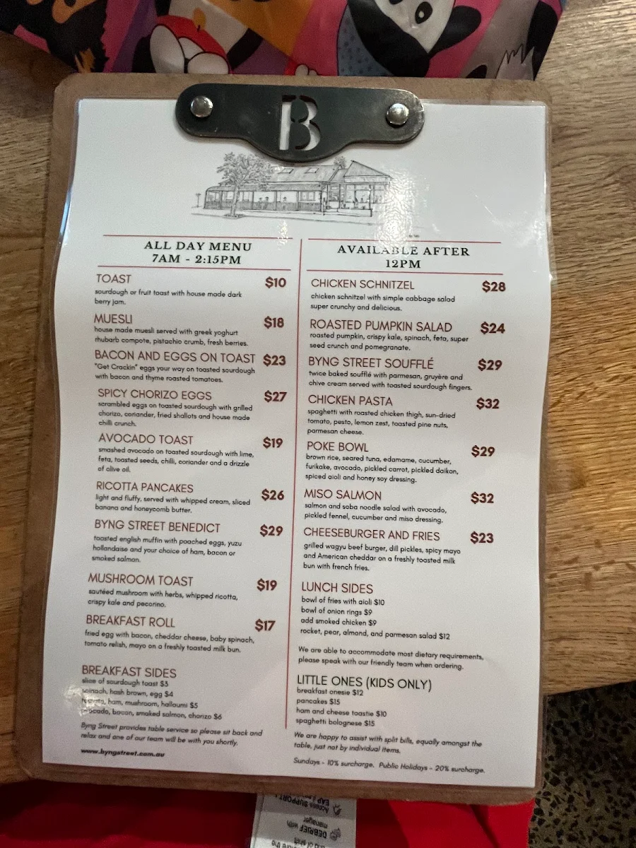 Menu, Byng Street Local Store