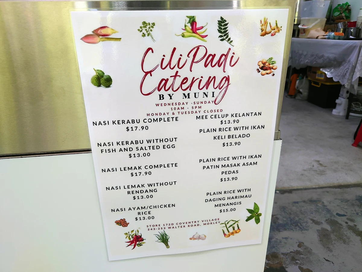 Menu, Cili Padi Catering by Aunty Muni