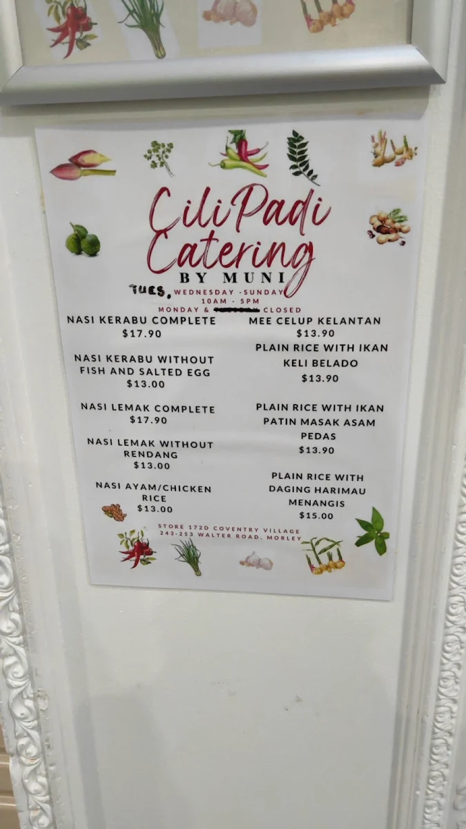 Menu, Cili Padi Catering by Aunty Muni