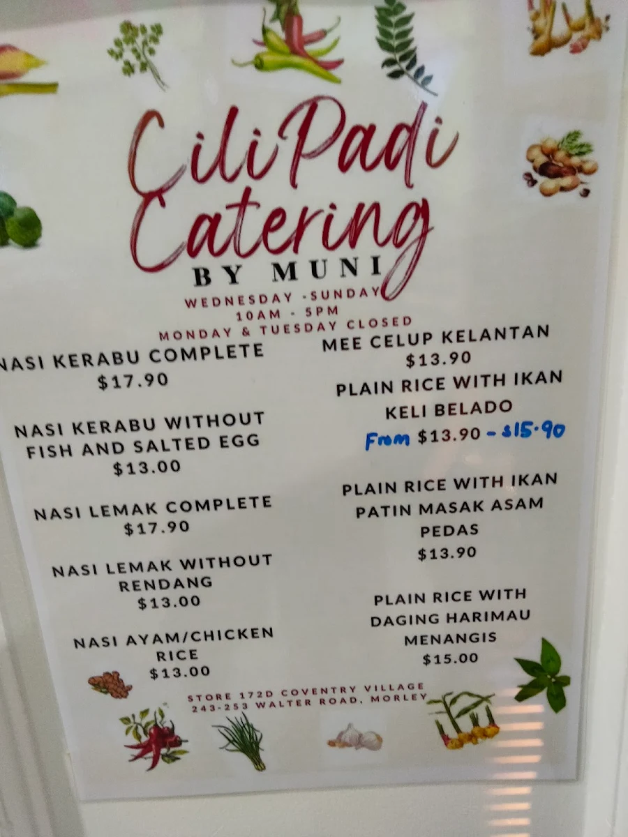 Menu, Cili Padi Catering by Aunty Muni