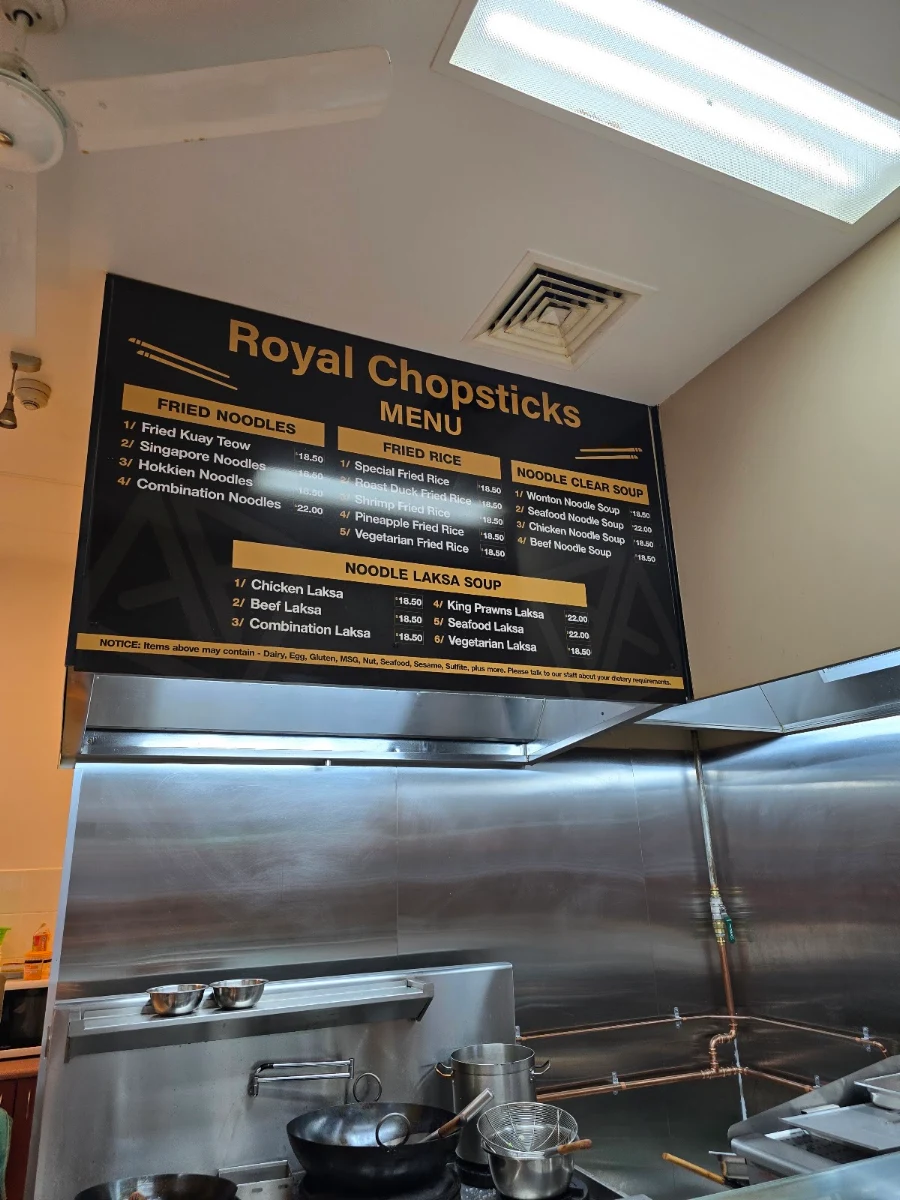 Menu, Royal Chopsticks