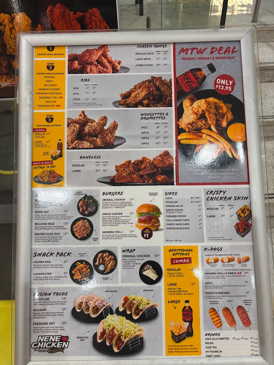 Menu, Nene Chicken Macquarie