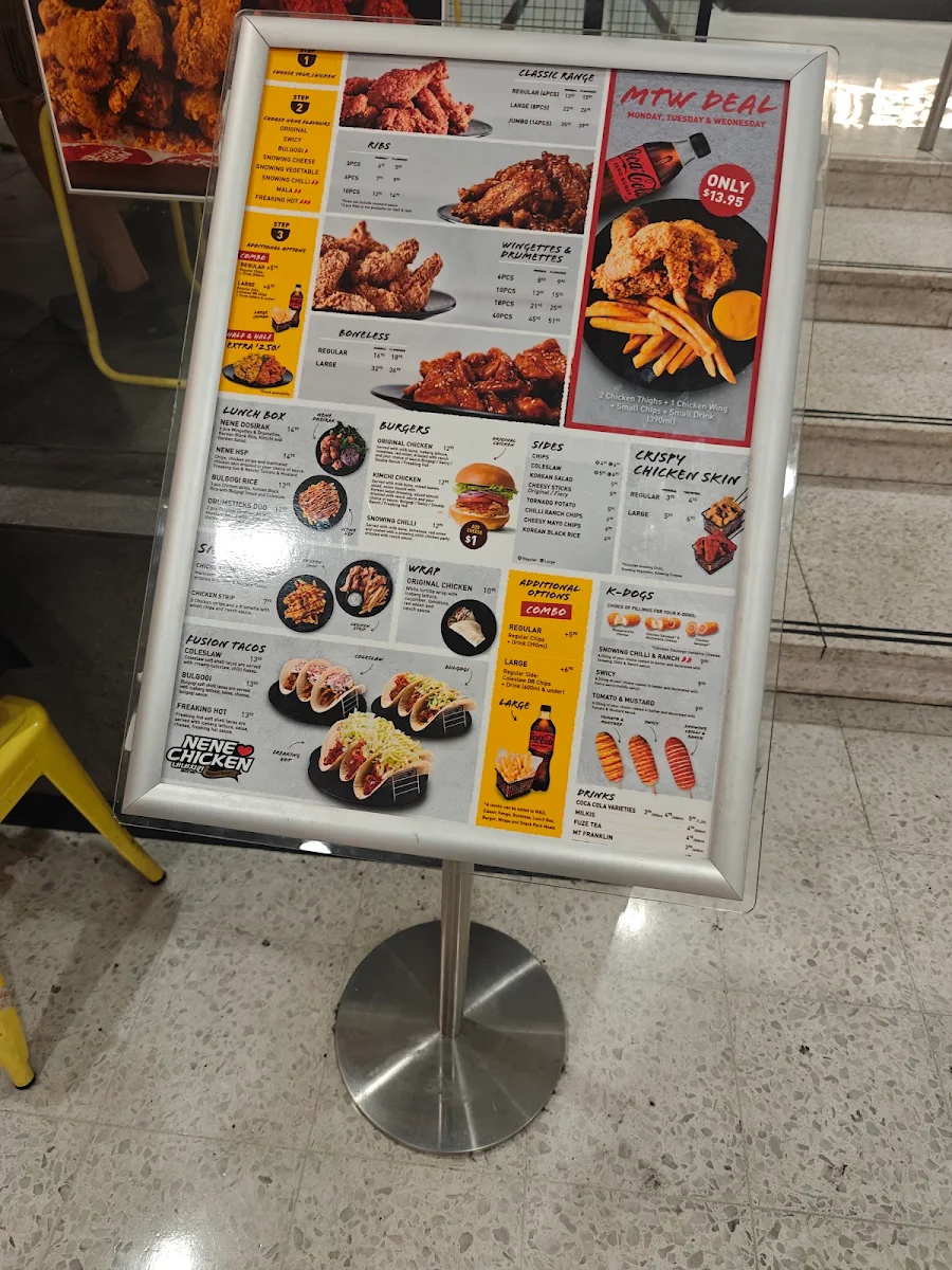 Menu, Nene Chicken Macquarie