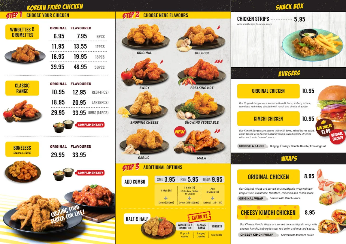 Menu, Nene Chicken Macquarie