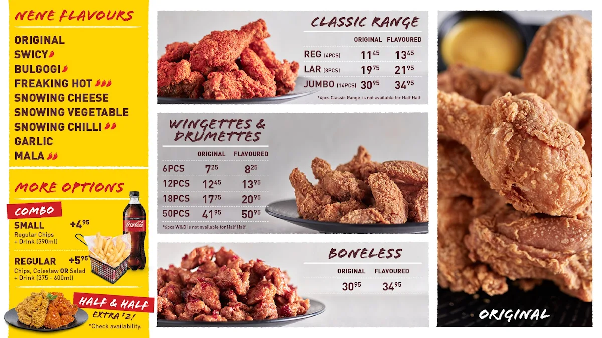 Menu, Nene Chicken Macquarie