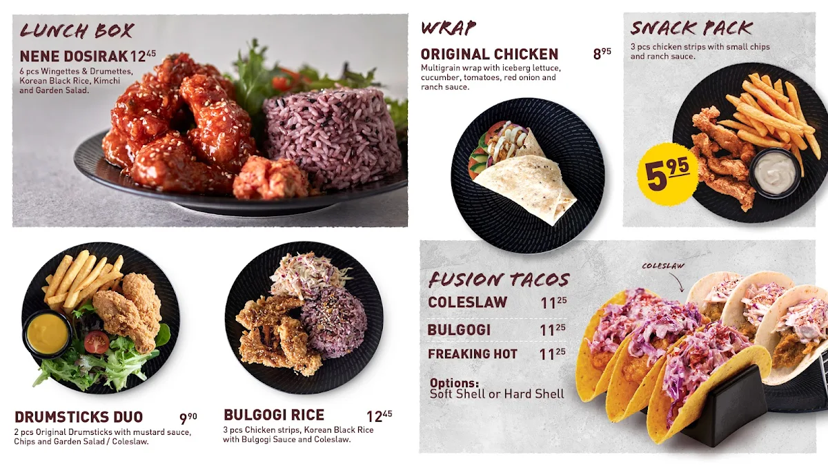 Menu, Nene Chicken Macquarie