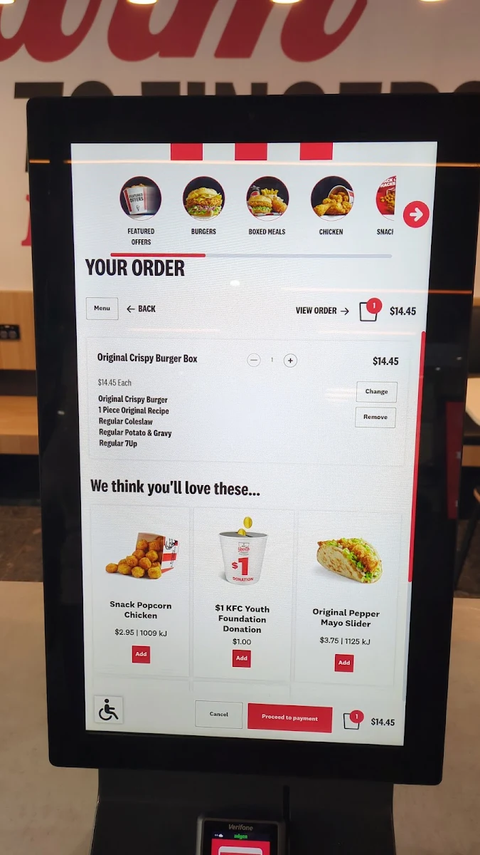 Menu, KFC Hobart