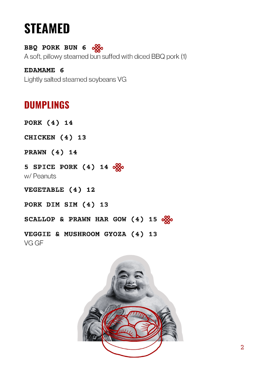 Menu, Uncle Ming's Bar