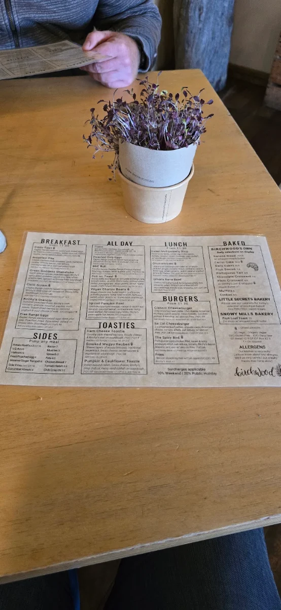 Menu, Birchwood Jindabyne - Cafe & Catering