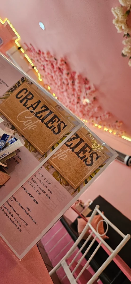 Menu, CRAZIES cafe
