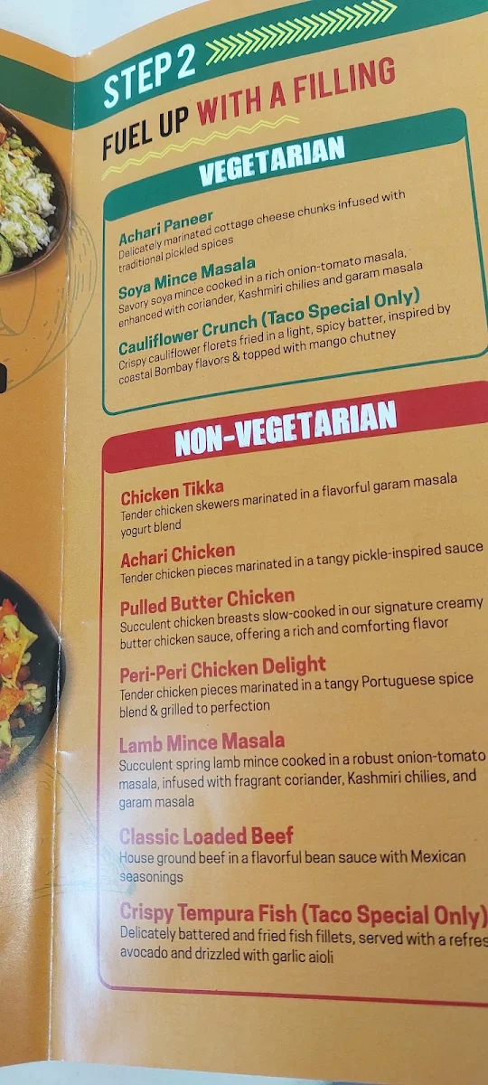Menu, Tikka Taco Day