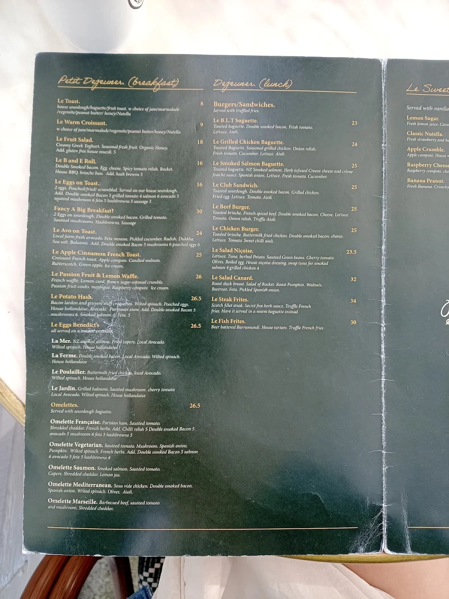 Menu, Choubidou Café