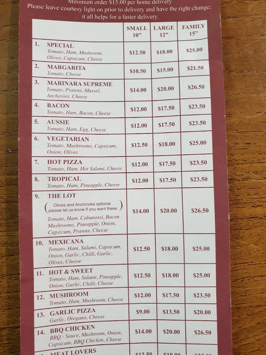 Menu, Beechworth Pizza & Takeaway
