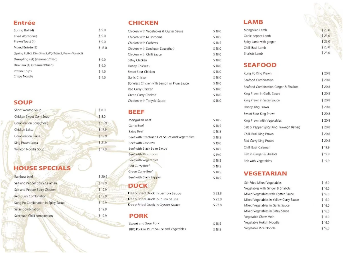 Menu, Bingo Chinese Food
