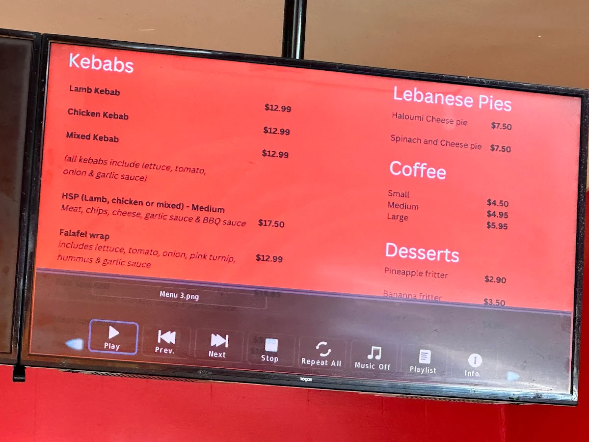 Menu, Elazar takeaway