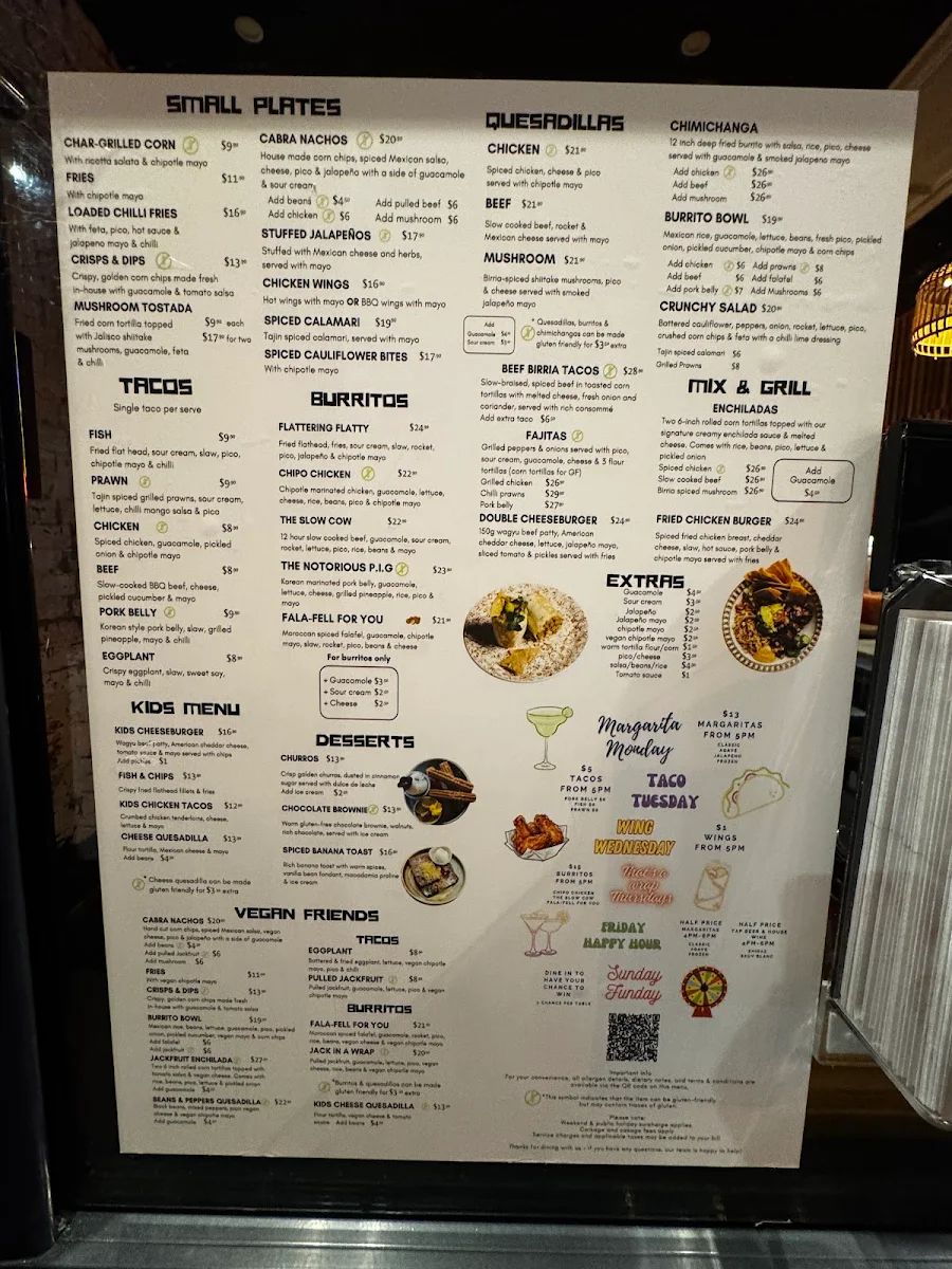 Menu, La Cabra Mexican - Hawthorn