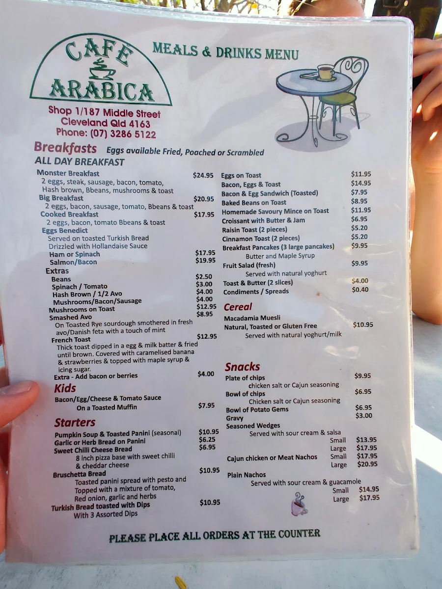 Menu, Cafe Arabica