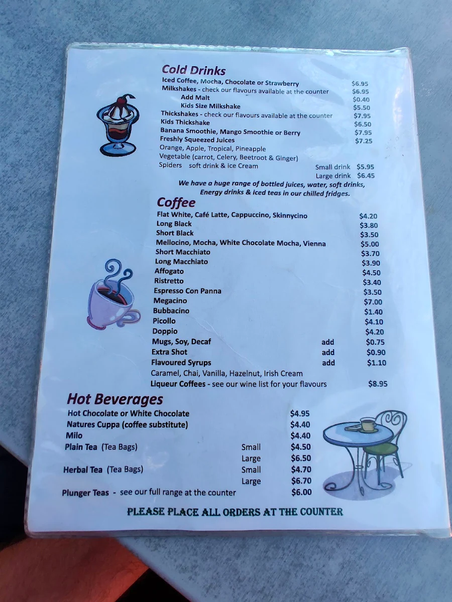 Menu, Cafe Arabica