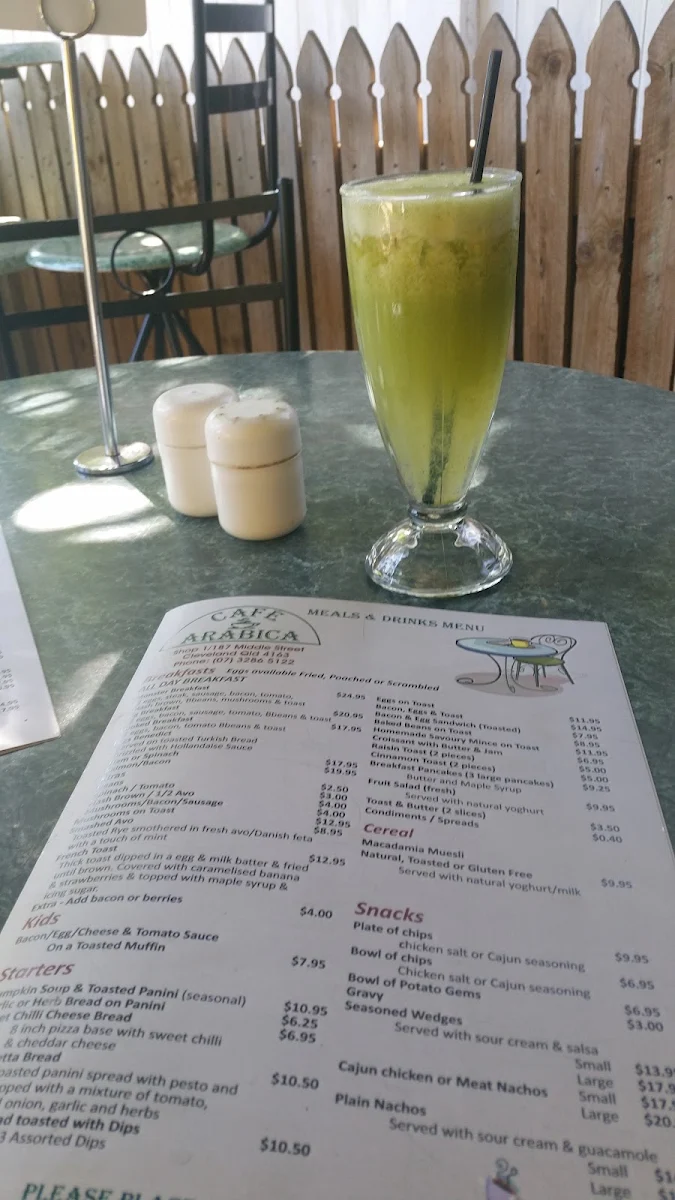Menu, Cafe Arabica