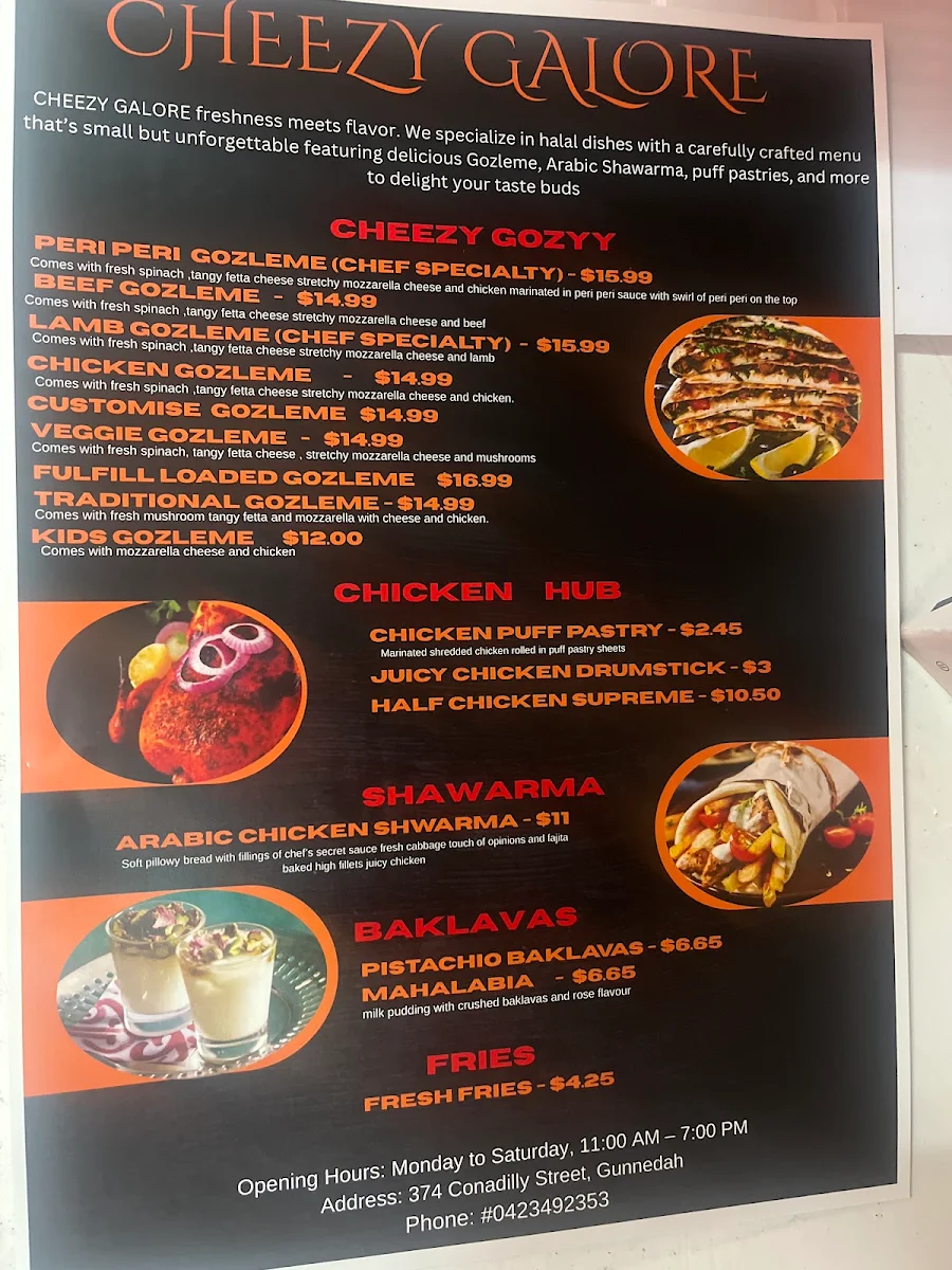 Menu, Cheezy Galore