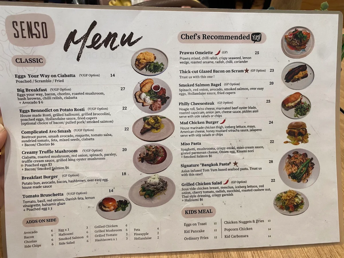 Menu, Senso Espresso