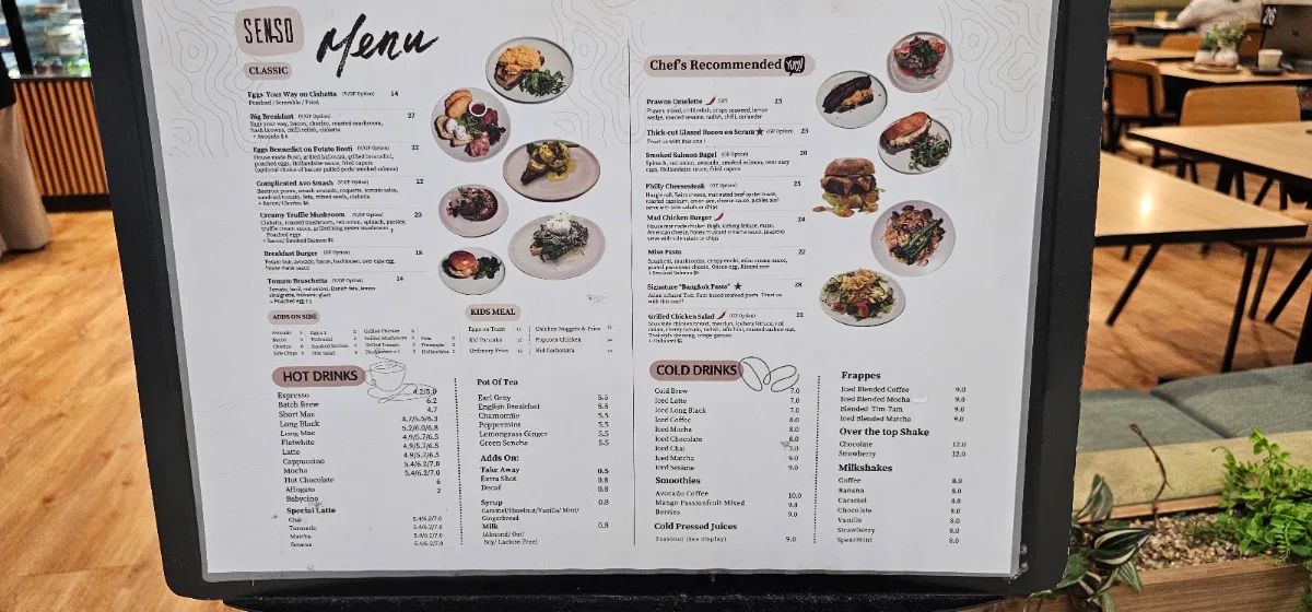 Menu, Senso Espresso