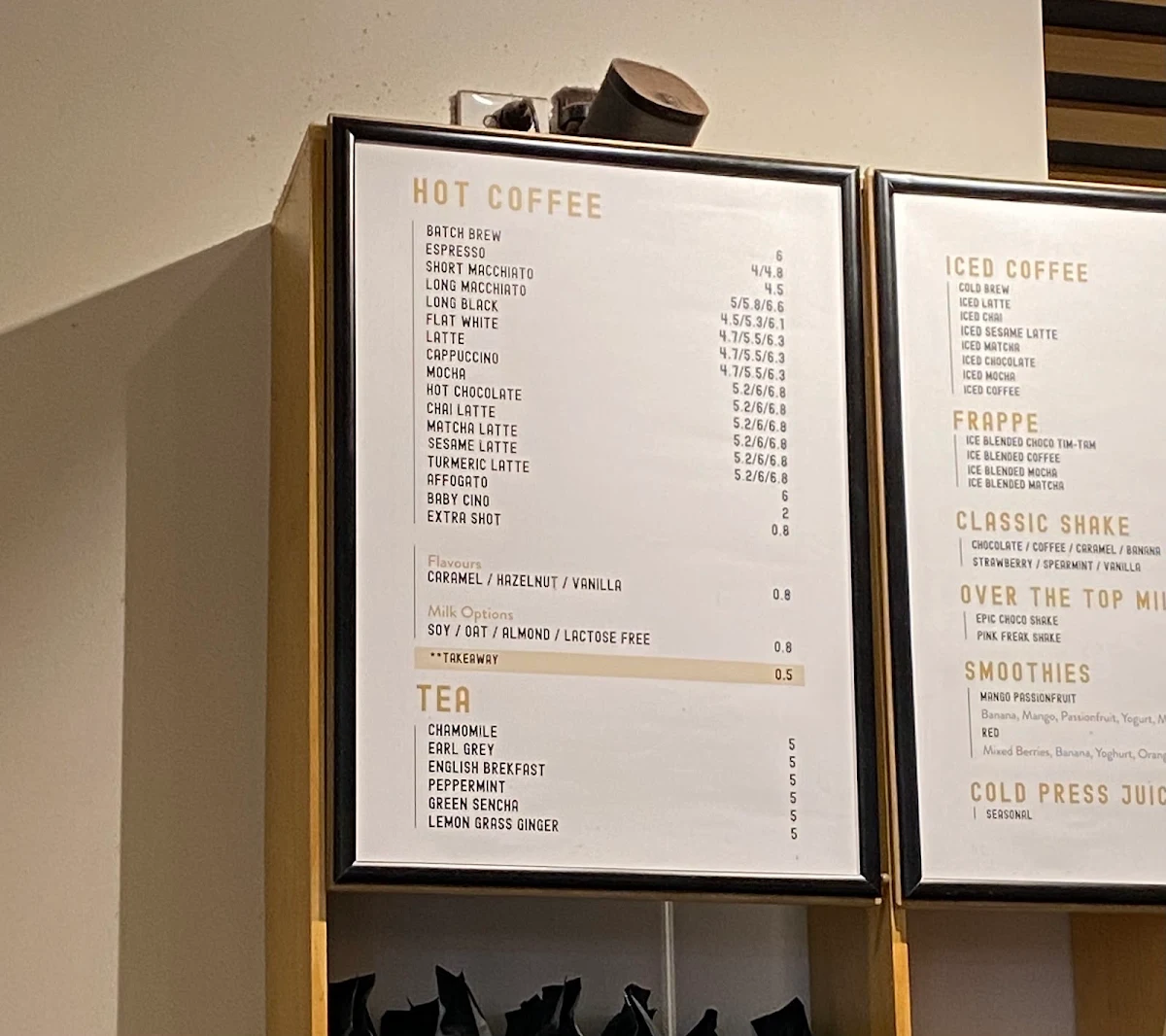 Menu, Senso Espresso
