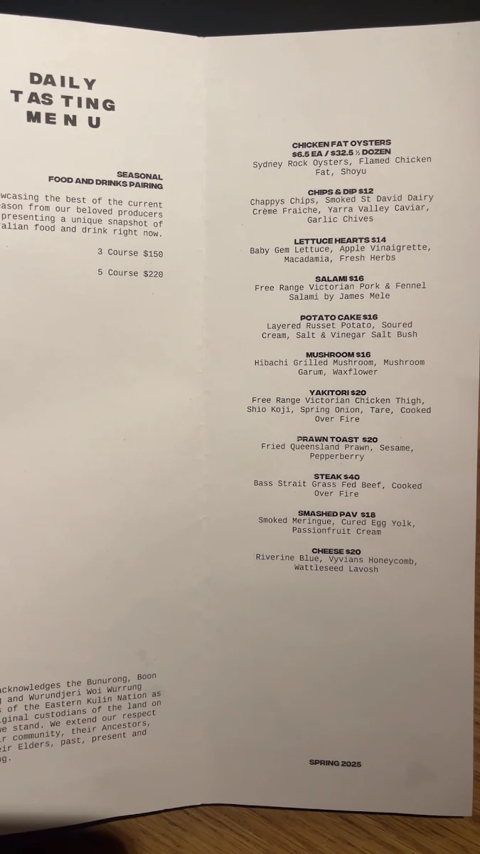 Menu, Byrdi